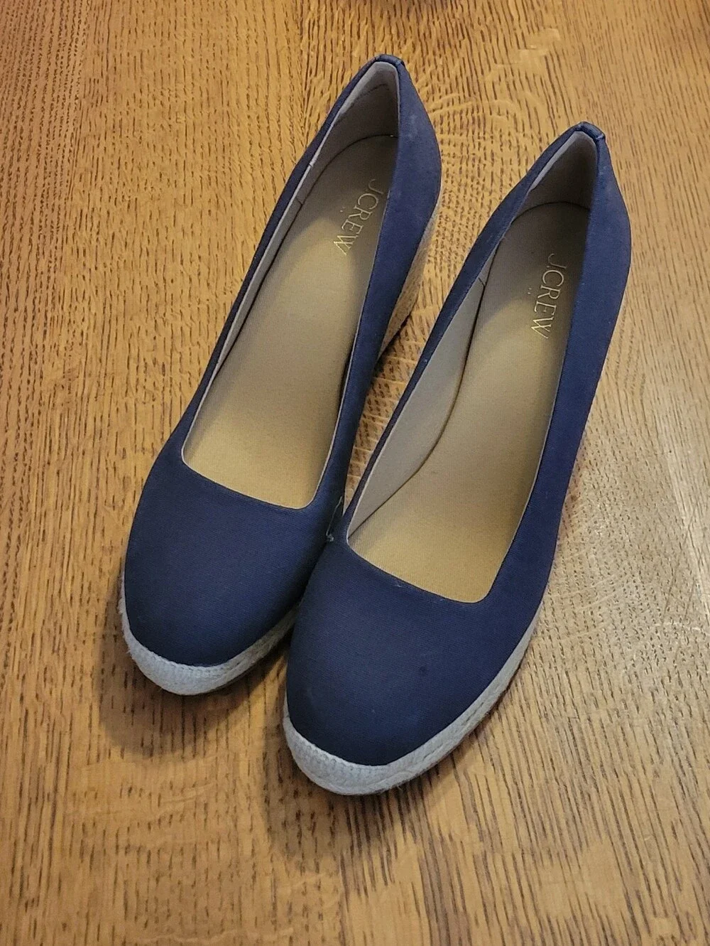 J. Crew Factory Canvas Espadrille Wedges - Navy